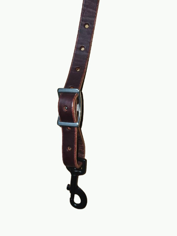 BC230-2_Breast Collar Large Copper Plated Buckle With Turquoise Color Accent Stones on Basket Stamp Chestnut Leather
