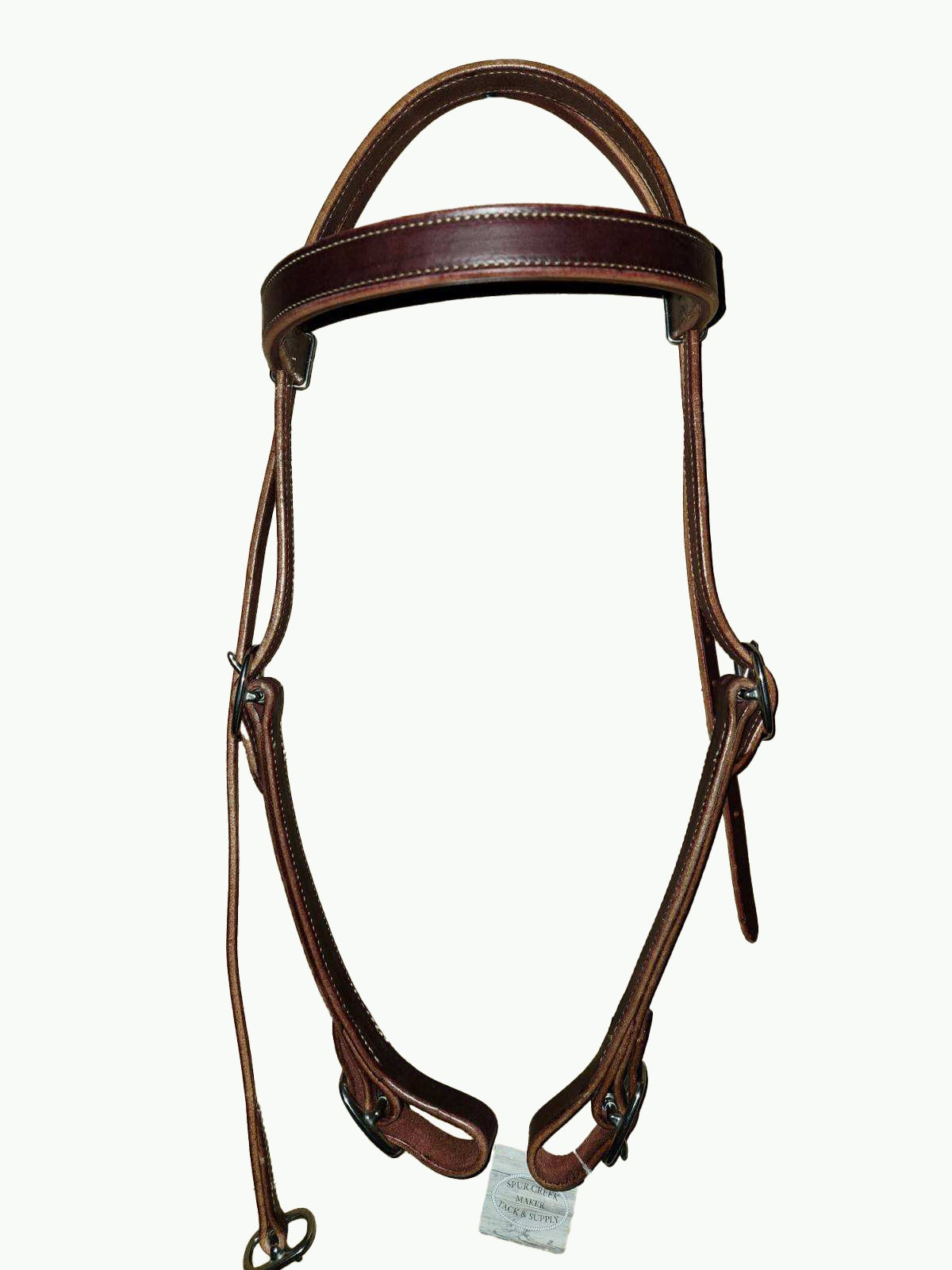 WH203-1_Draft Headstall Draft Size 1 Inch Wide Chestnut Leather With Stainless Steel Cart Buckle and Stainless Steel Quick Change Buckle