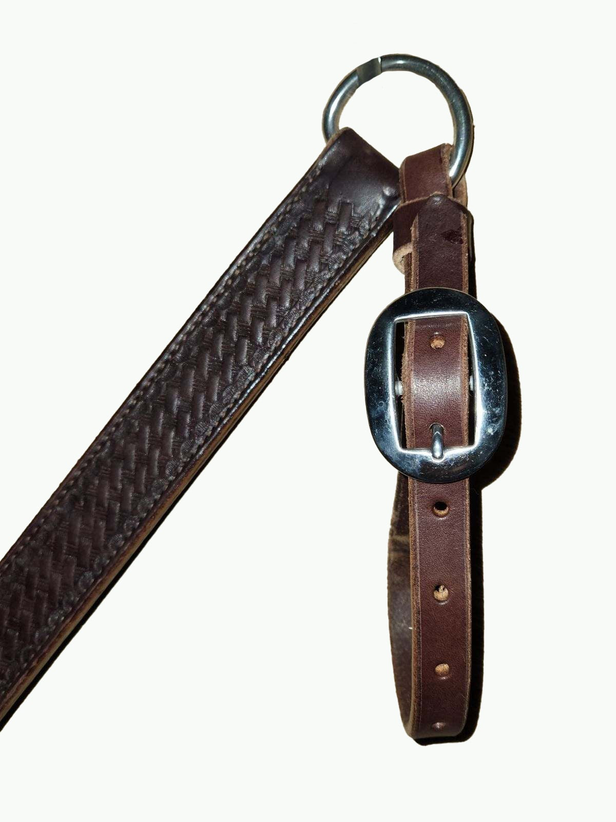 BC236-4_Breast Collar Stainless Steel Cart Buckle on Basket Stamp Chocolate Leather