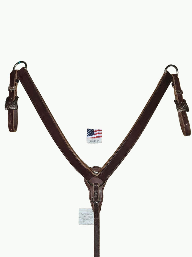 BC222-3_Breast Collar Cheyenne Copper Plated Square Buckle With Keeper on Plain Chocolate Leather