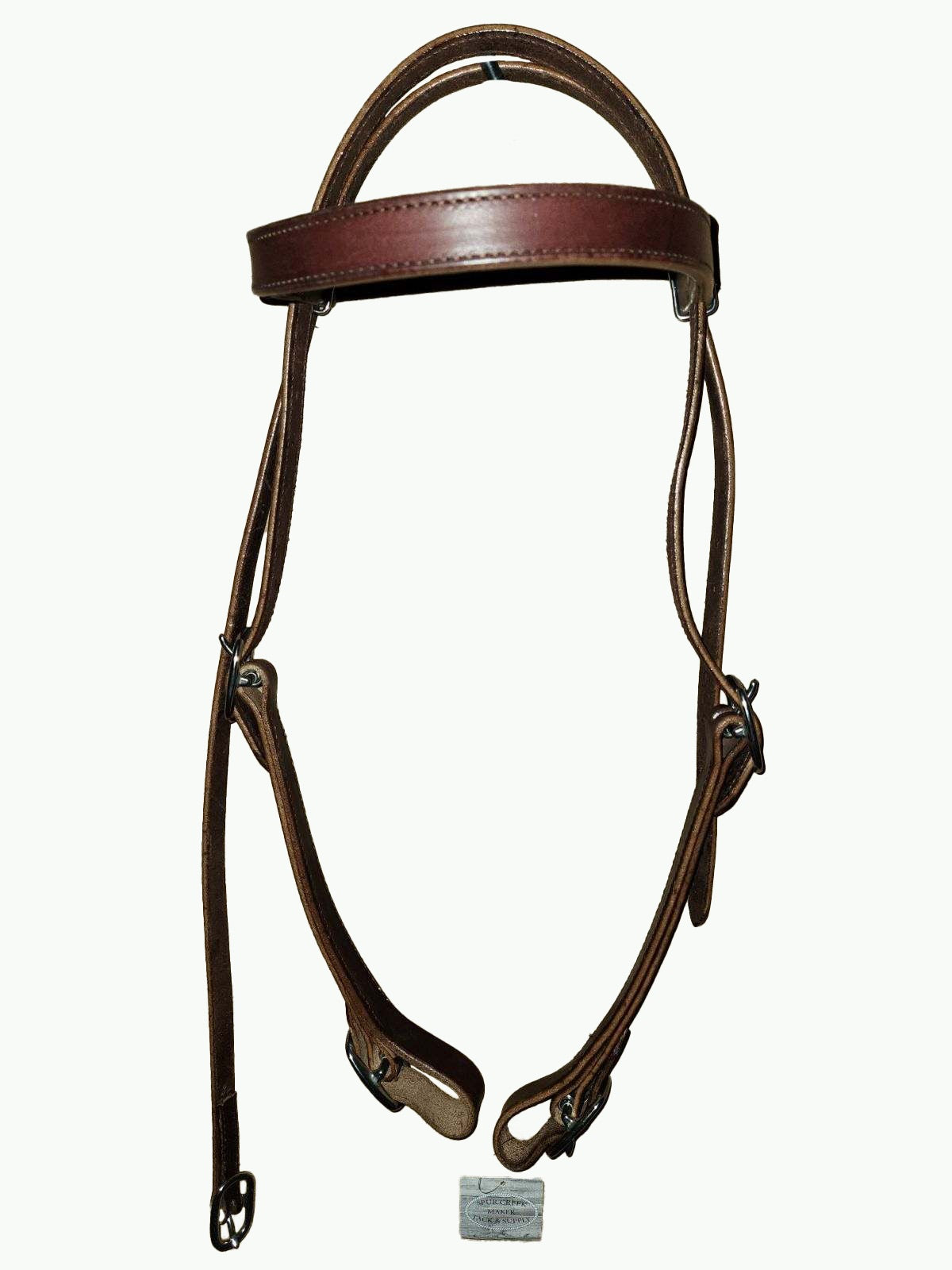 WH203-2_Draft Headstall Draft Size 1 Inch Wide Chocolate Leather With Stainless Steel Cart Buckle and Stainless Steel Quick Change Buckle