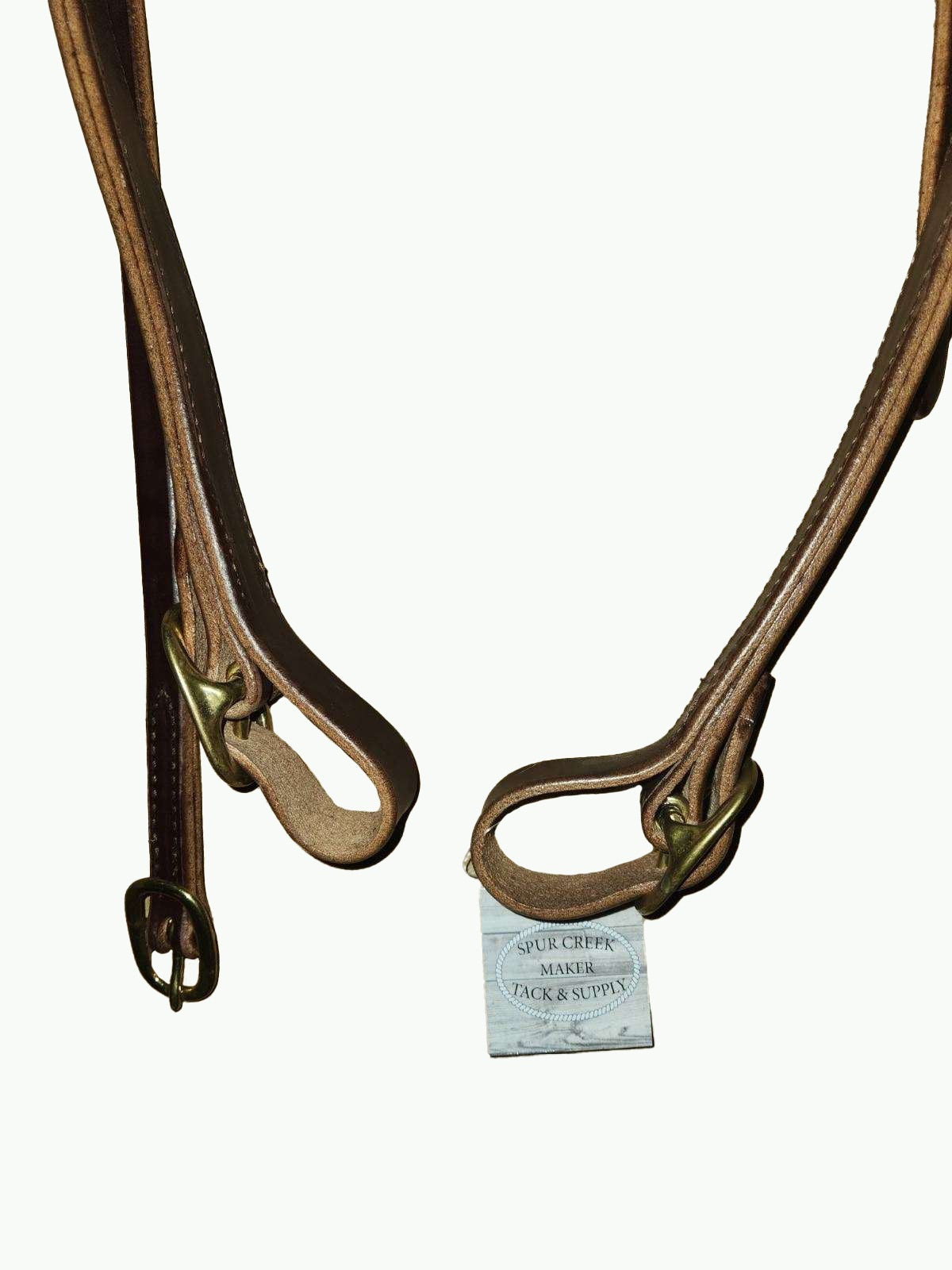 WH204-2_Draft Headstall Draft Size 1 Inch Wide Chocolate Leather With Brass Cart Buckle and Brass Quick Change Buckles