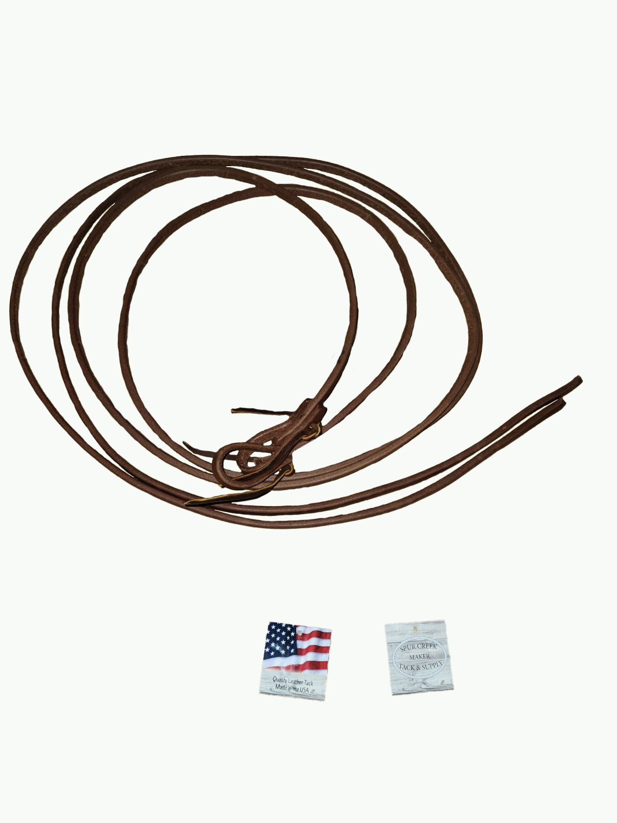 R260-2_Hot Oil Dipped Harness Leather Half Inch Reins 8 Foot Long