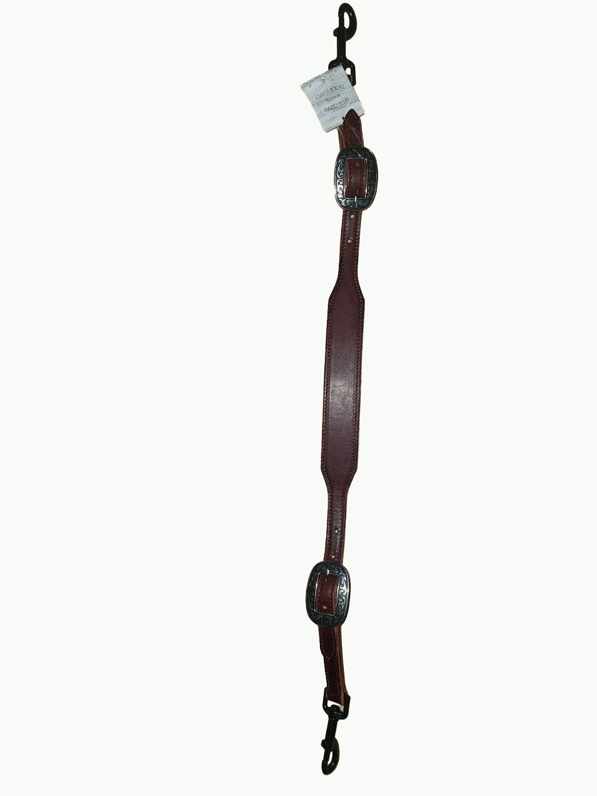 MI277-1_Chestnut Leather Wither Strap With Horse Shoe Brand Fancy Buckles