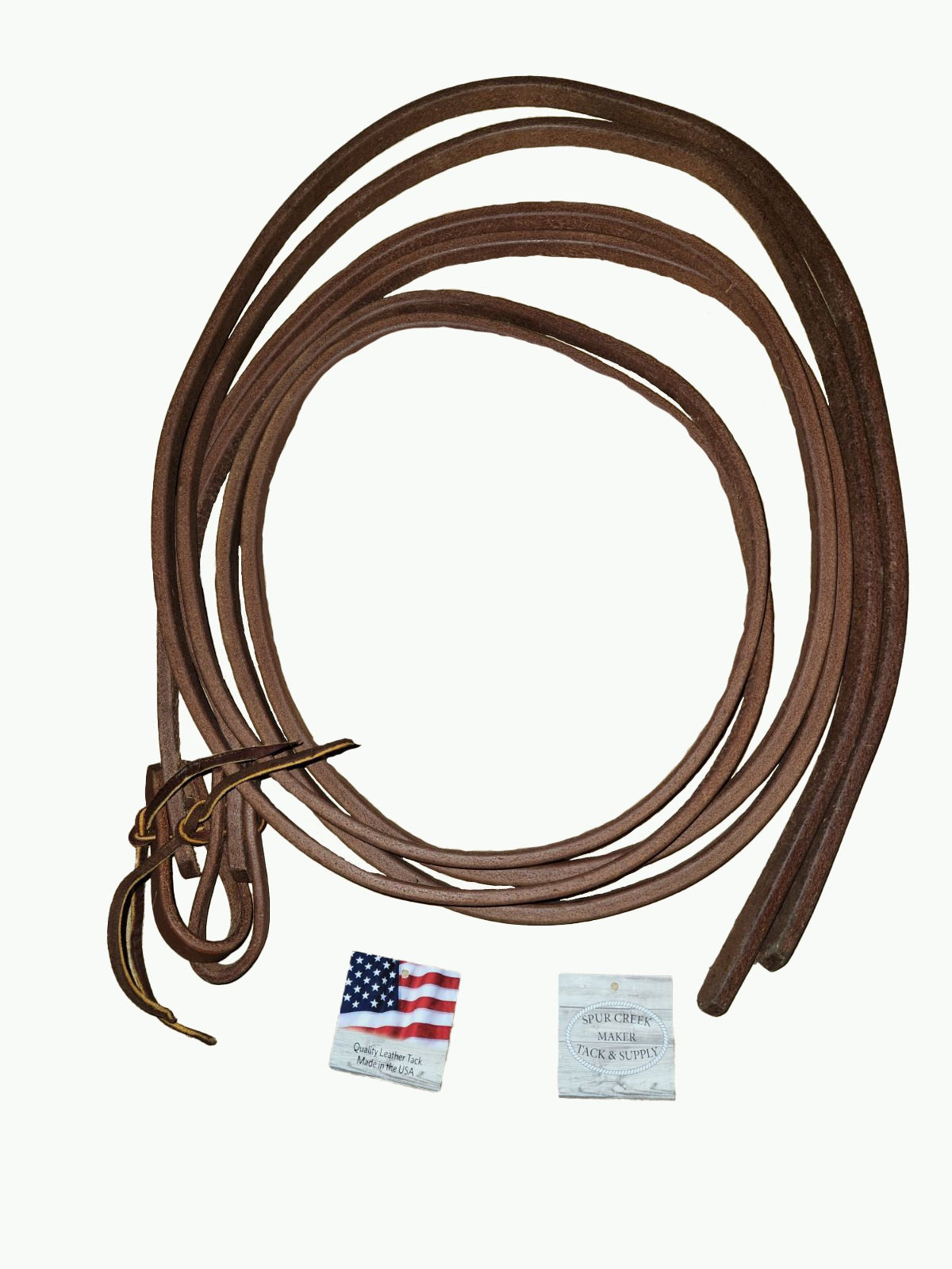 R260-3_Hot Oil Dipped Harness Leather 5-Eighths Inch Reins 8 Foot Long