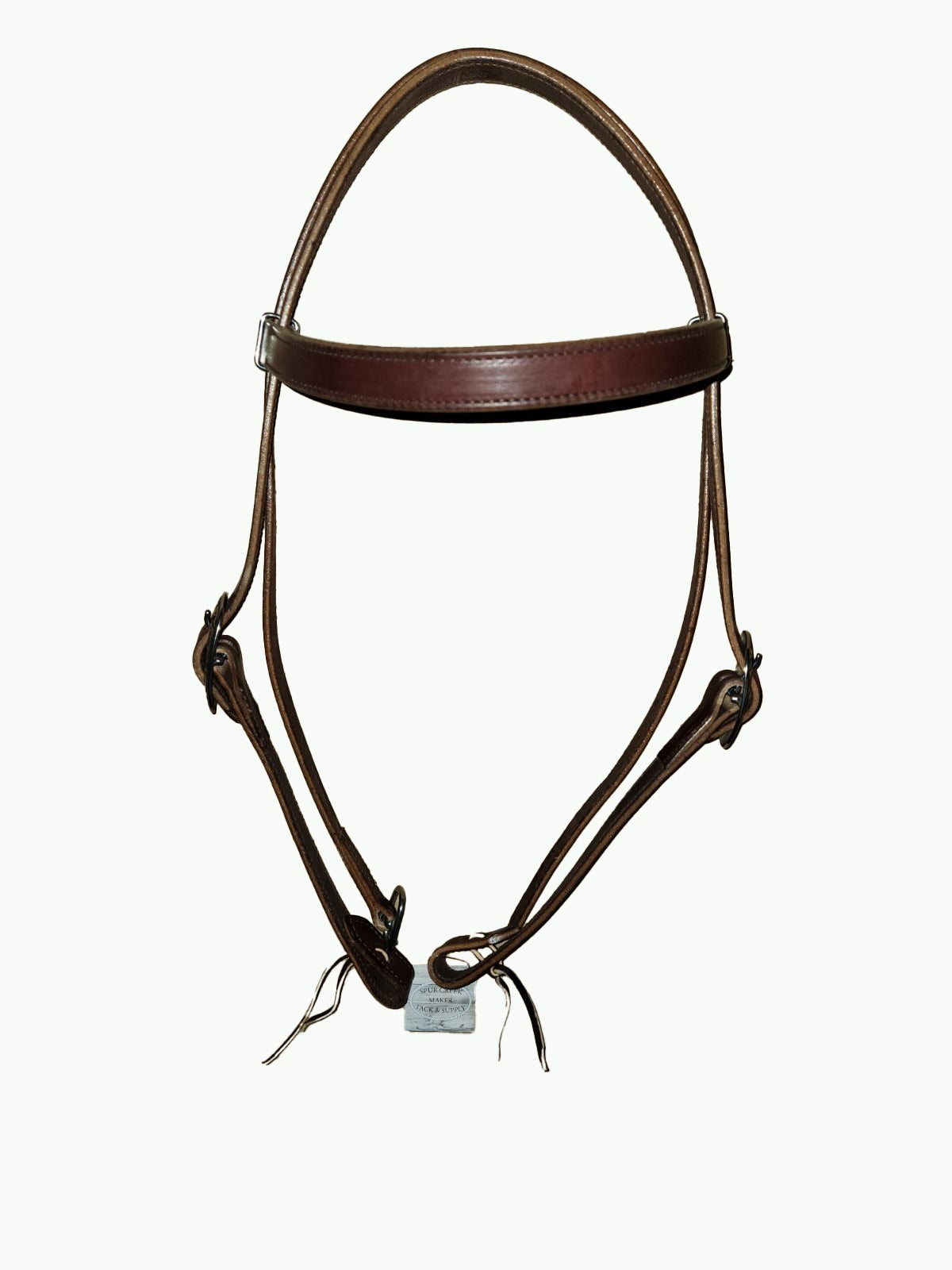 WH200-2_Draft Headstall Draft Size 1 Inch Chocolate Leather With Horse Shoe Brand Buckles