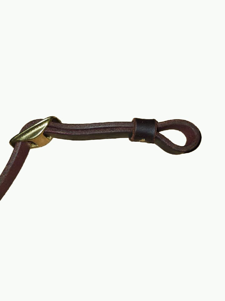 R264-1_Rolled Hot Oil Gaming Reins With Brass Scissor Snap End and Brass Plated Hardware