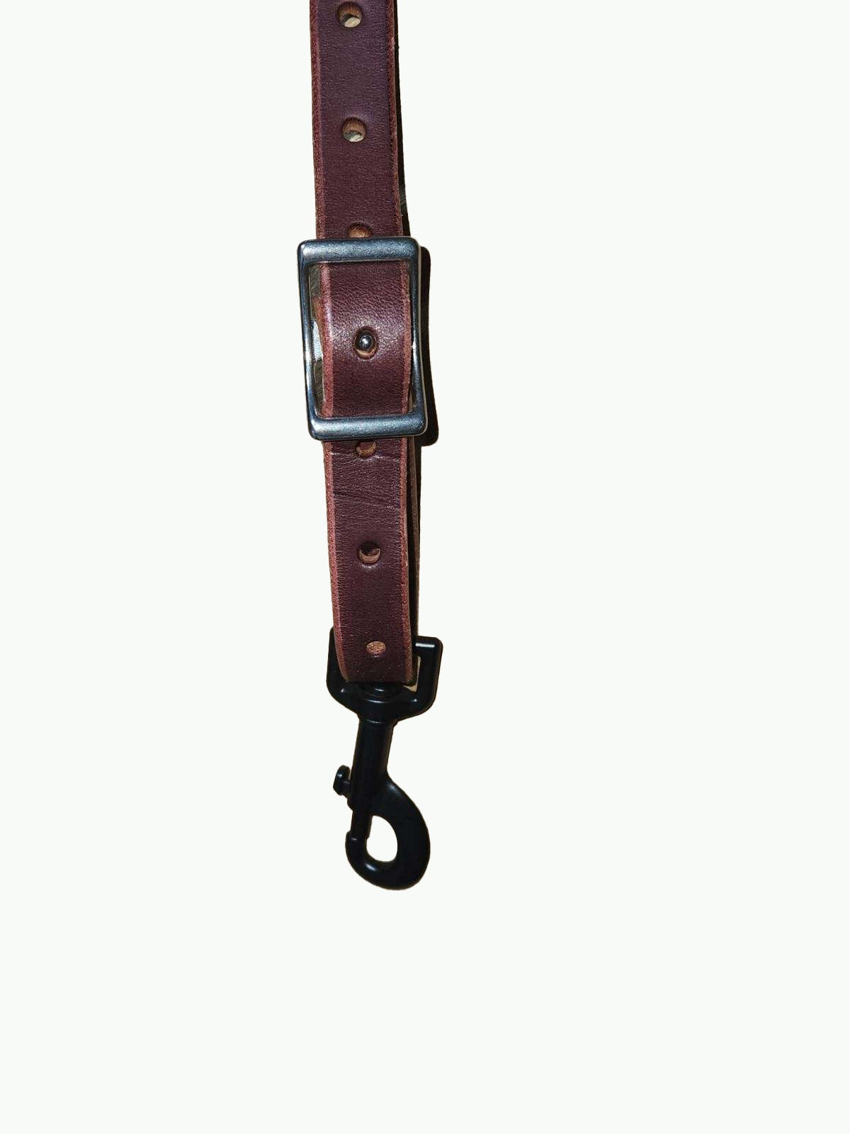 BC226-2_Breast Collar Purple Daisy Square Buckle With Keeper With Purple Accent Stones on Basket Stamp Chestnut Leather