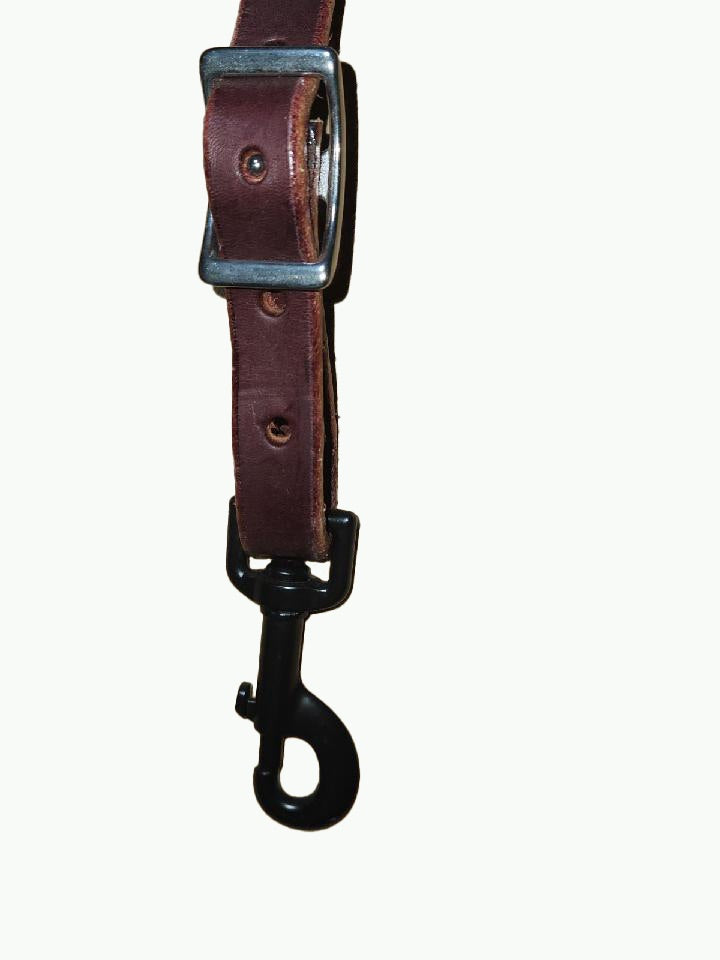 BC226-1_Breast Collar Purple Daisy Square Buckle With Keeper With Purple Accent Stones on Plain Chestnut Leather