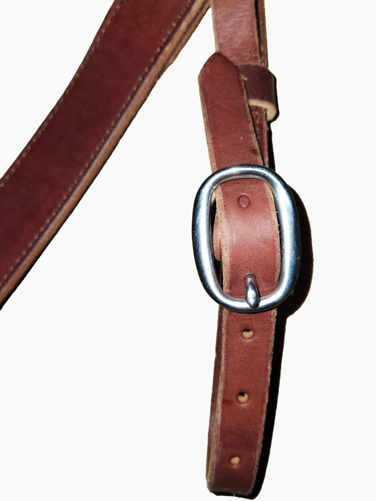 BC236-1_Breast Collar Stainless Steel Cart Buckle on Chestnut Leather