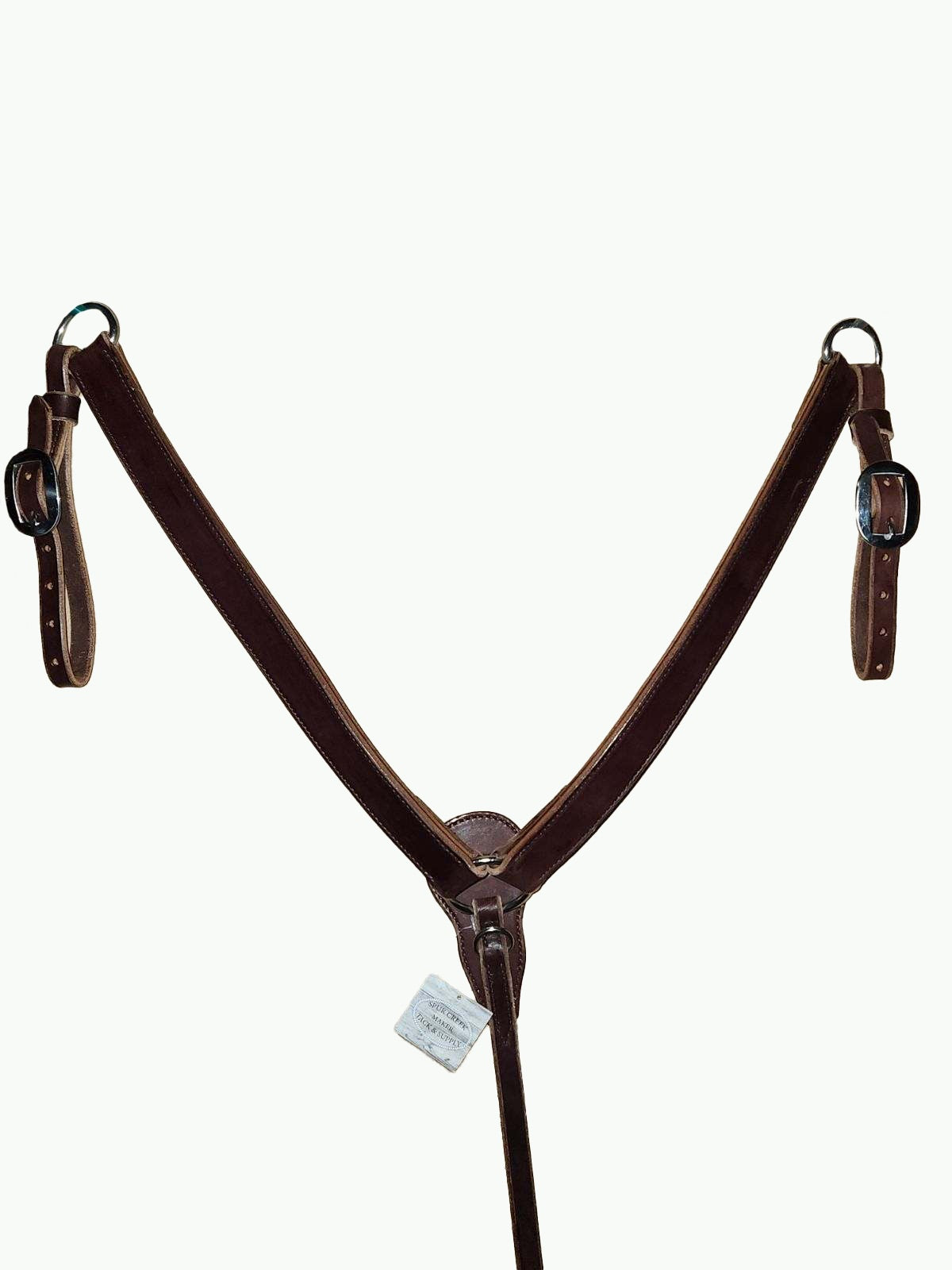 BC236-2_Breast Collar Stainless Steel Cart Buckle on Chocolate Leather