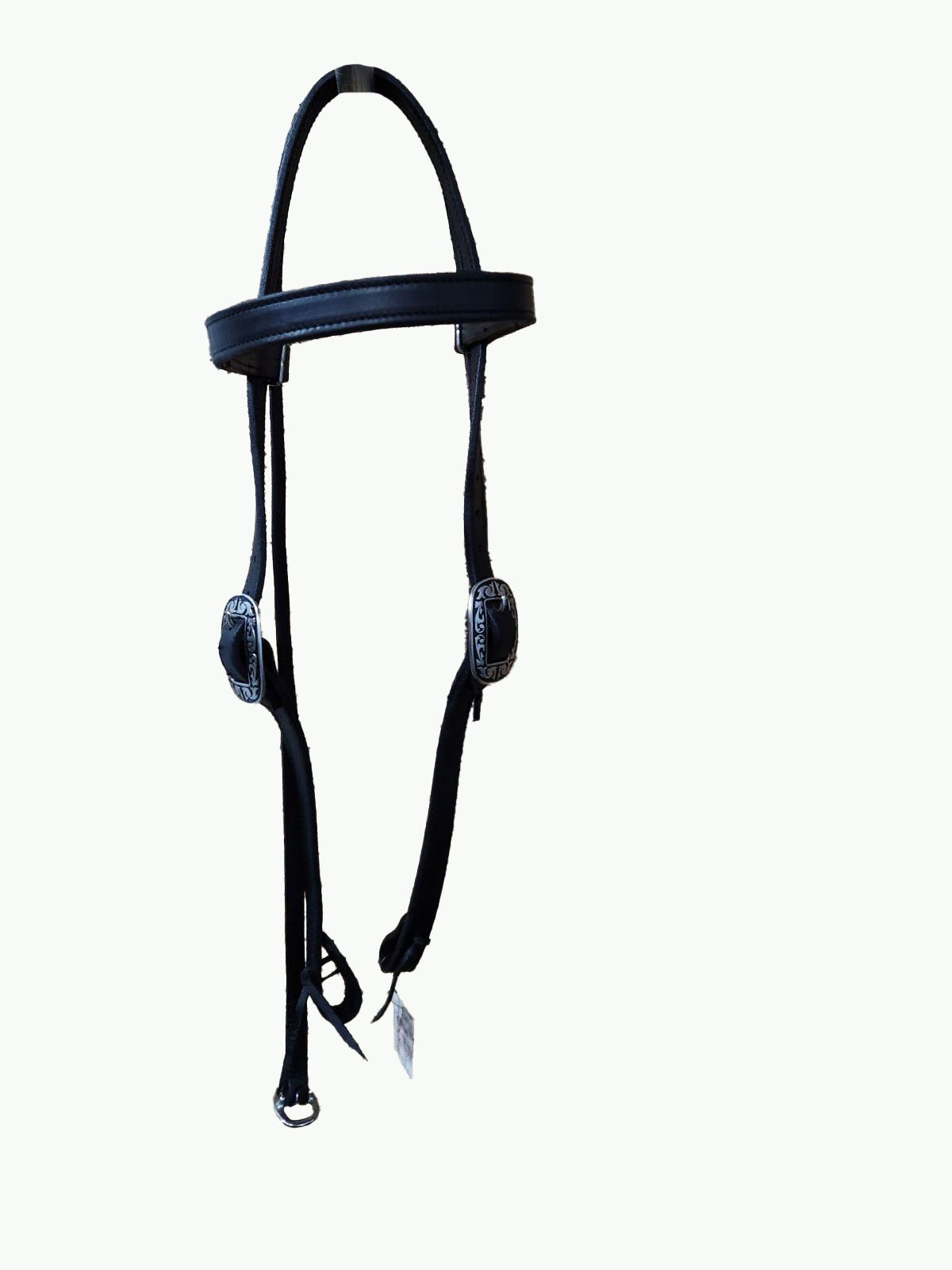 WH201-3_Draft Headstall Draft Size 1 Inch Wide Black Leather With Stainless Steel Cart Buckle and Stainless Steel Quick Change Snap