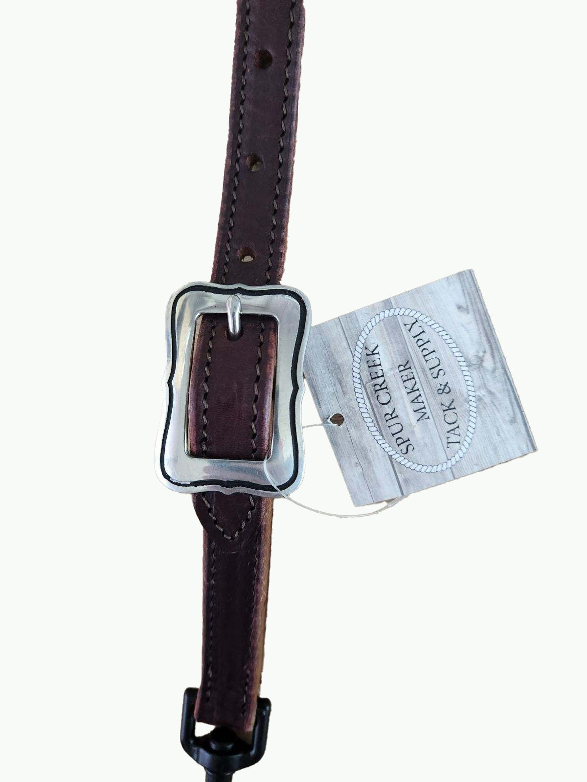 MI278-1_Chestnut Leather Wither Strap With Square Horse Shoe Brand Buckles