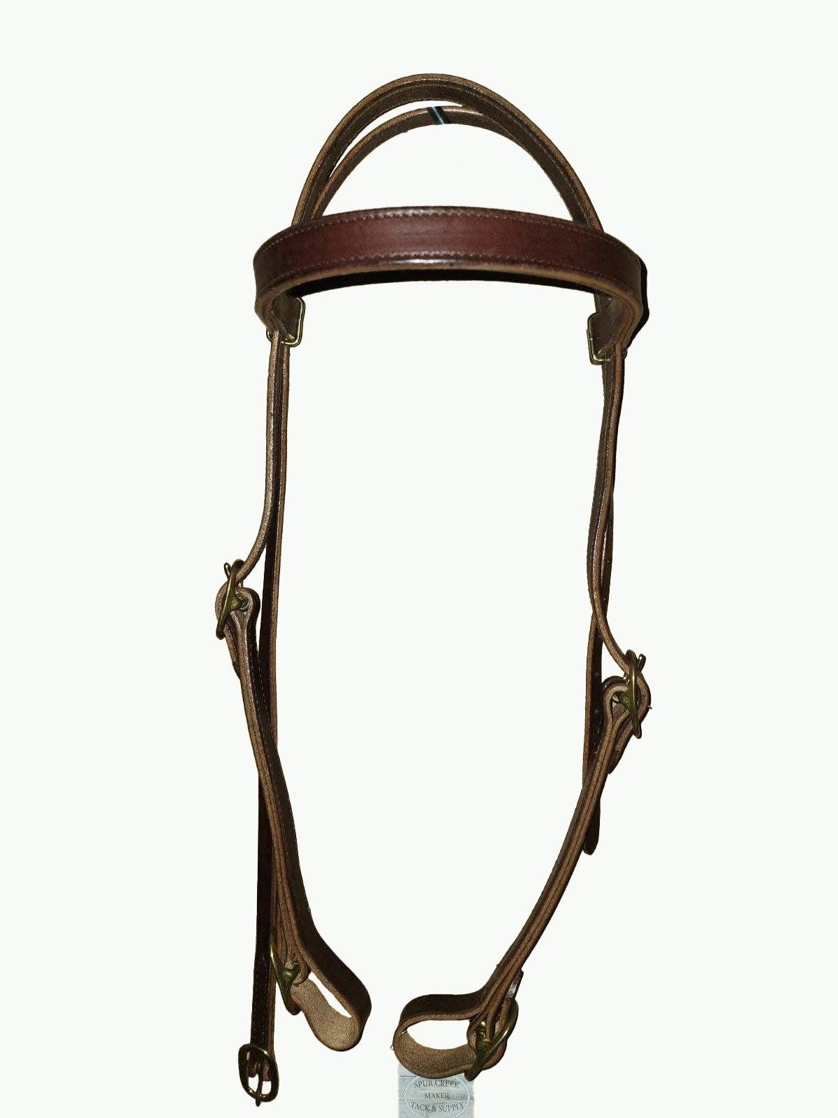 WH204-2_Draft Headstall Draft Size 1 Inch Wide Chocolate Leather With Brass Cart Buckle and Brass Quick Change Buckles