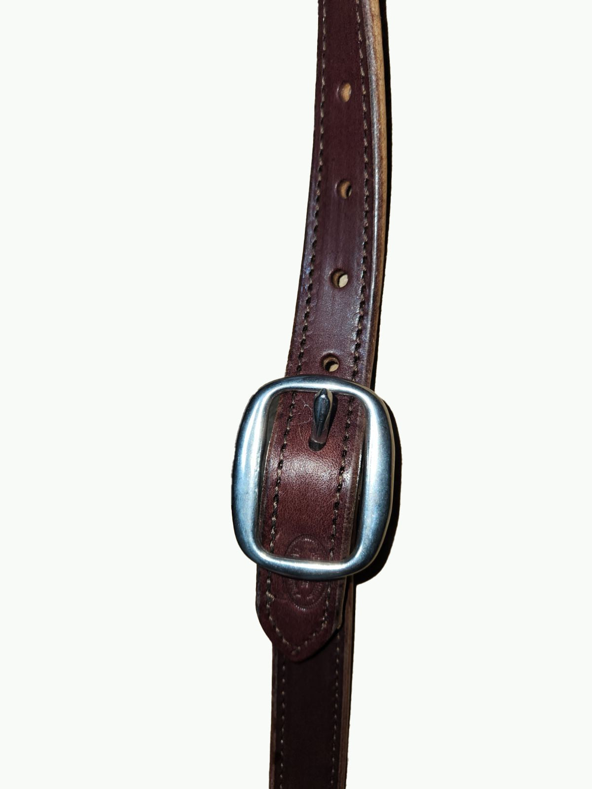 WH203-2_Draft Headstall Draft Size 1 Inch Wide Chocolate Leather With Stainless Steel Cart Buckle and Stainless Steel Quick Change Buckle