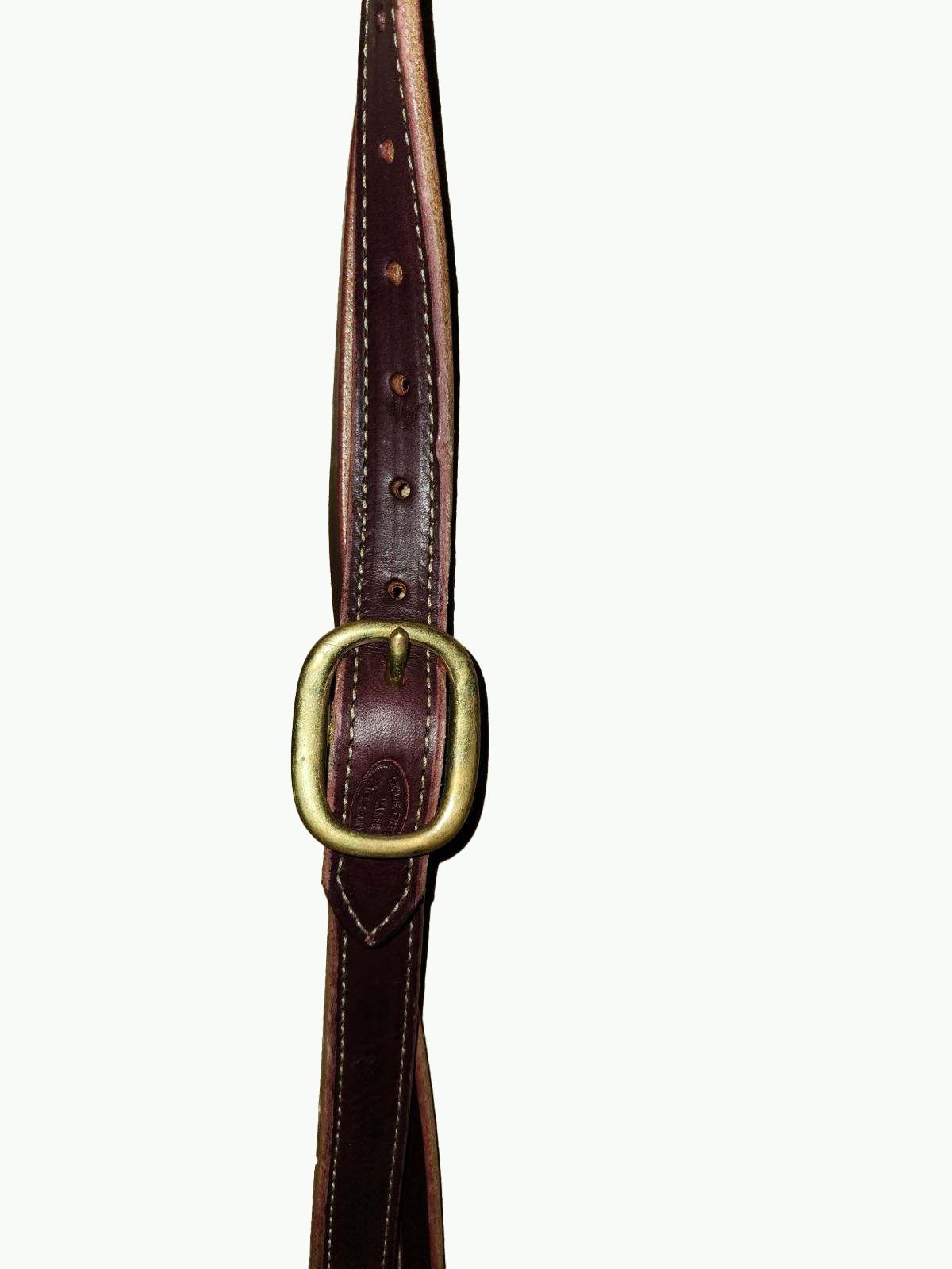 WH202-1_Draft Headstall Draft Size Chestnut 1 Inch Wide Leather With Brass Cart Buckle and Brass Quick Change Snaps