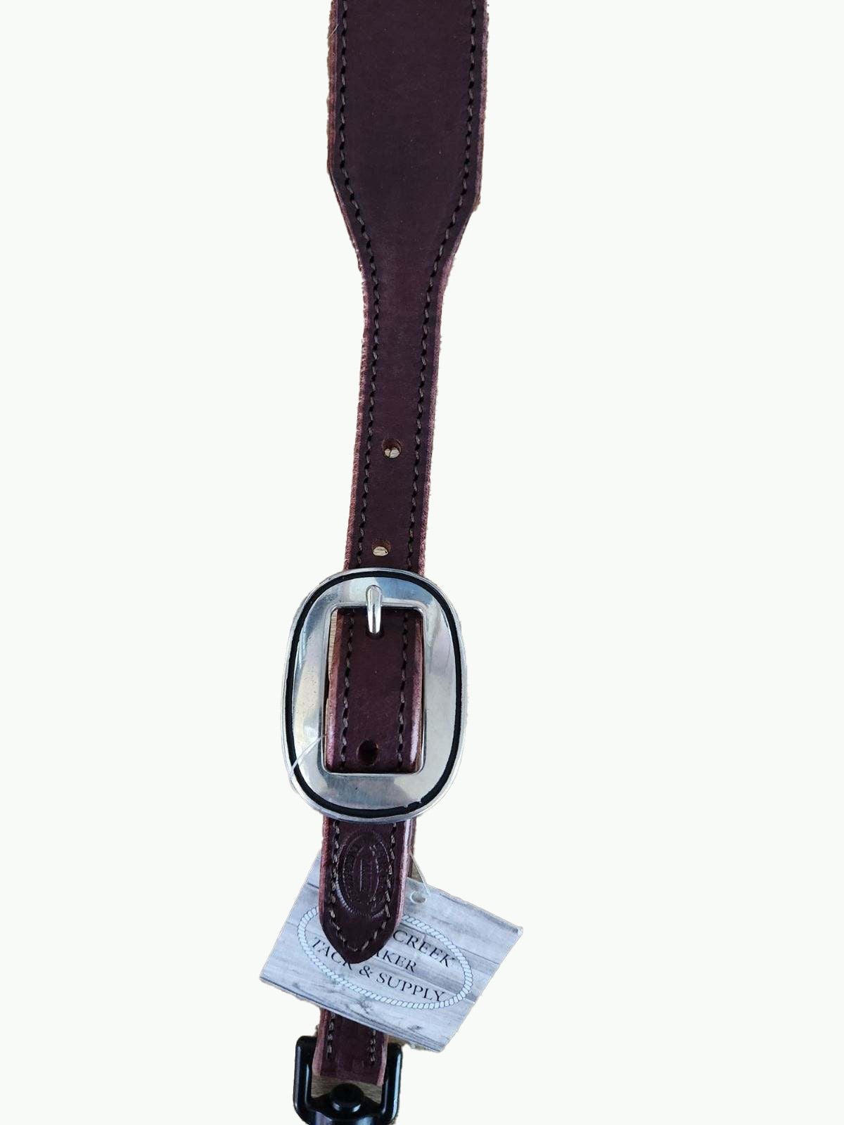 MI275-1_Chestnut Leather Wither Strap With Horse Shoe Brand Buckles