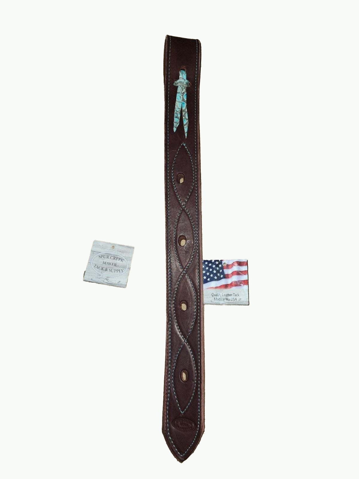 MI280-5_Heavy Duty Horse Size Off Billet With Teal Stitching and Alligator Print Tie 20 Inches Long