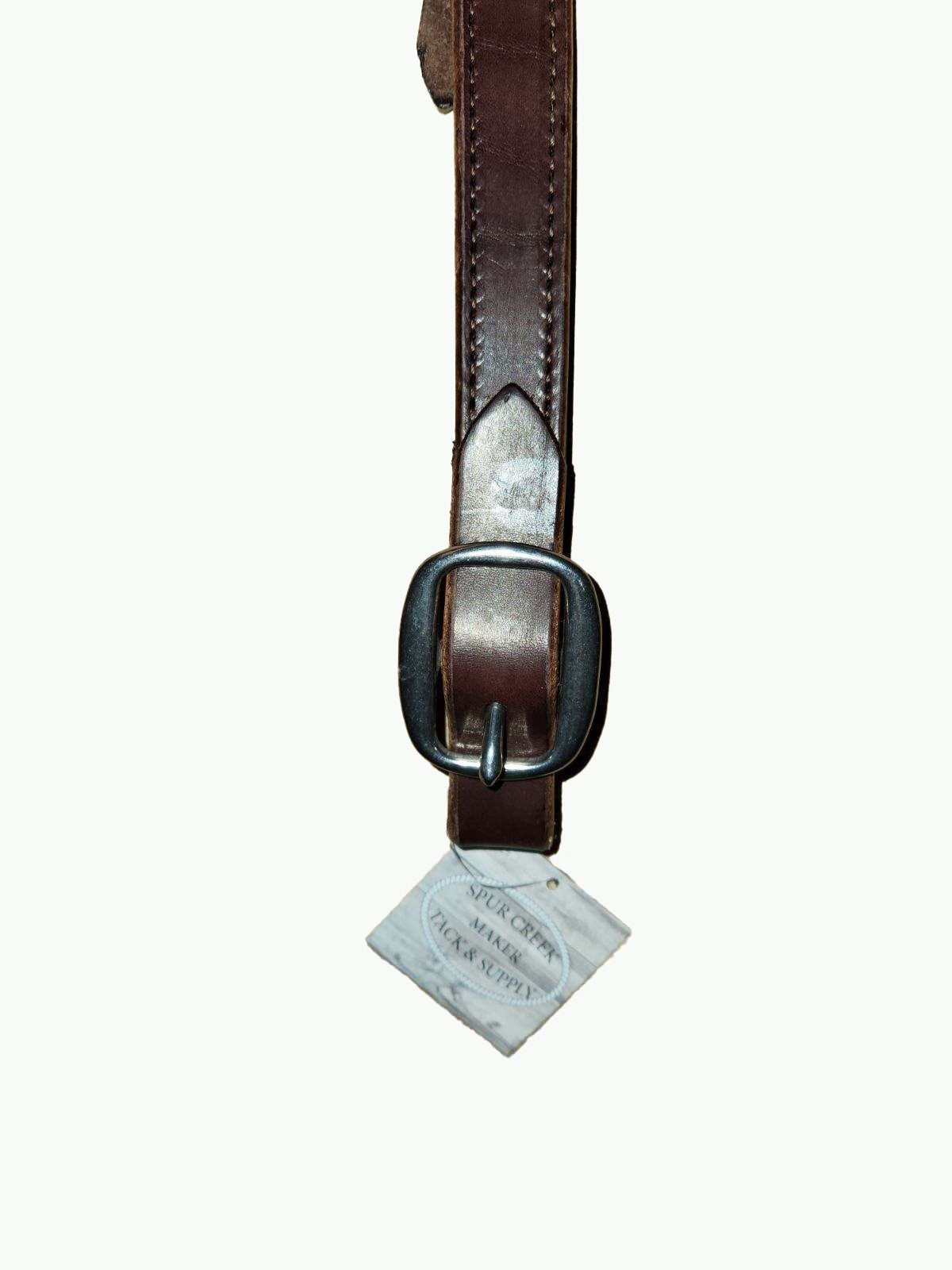 WH203-2_Draft Headstall Draft Size 1 Inch Wide Chocolate Leather With Stainless Steel Cart Buckle and Stainless Steel Quick Change Buckle