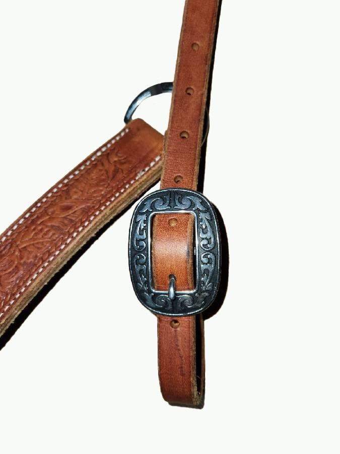 BC237-3_Breast Collar Horse Shoe Brand Buckles on Light Oil Stamp Leather