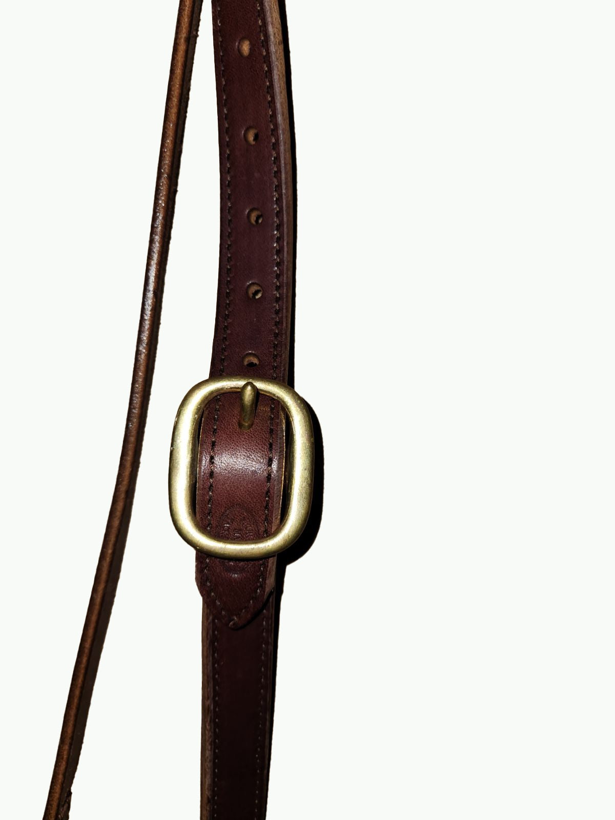 WH202-2_Draft Headstall Draft Size Chocolate 1 Inch Wide Leather With Brass Cart Buckle and Brass Quick Change Snaps