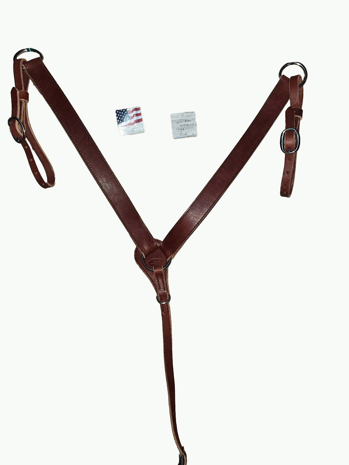 BC236-1_Breast Collar Stainless Steel Cart Buckle on Chestnut Leather