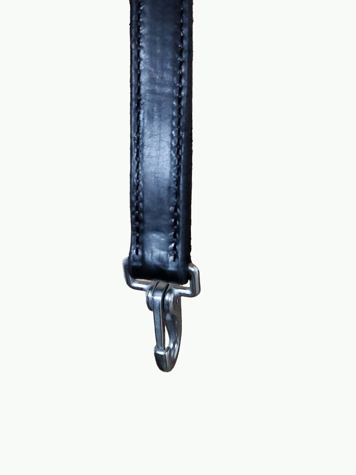 WH201-3_Draft Headstall Draft Size 1 Inch Wide Black Leather With Stainless Steel Cart Buckle and Stainless Steel Quick Change Snap