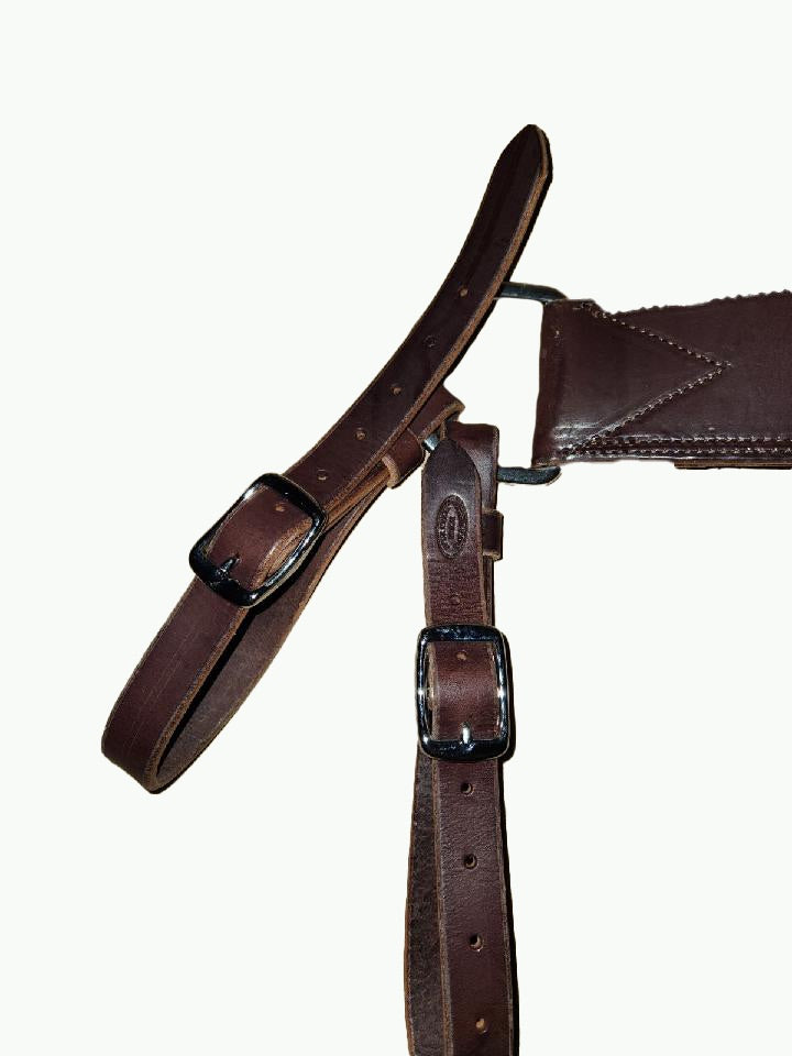 BC239-2_Breast Collar Chocolate Leather Tripping Collar 3 Inch Wide Leather