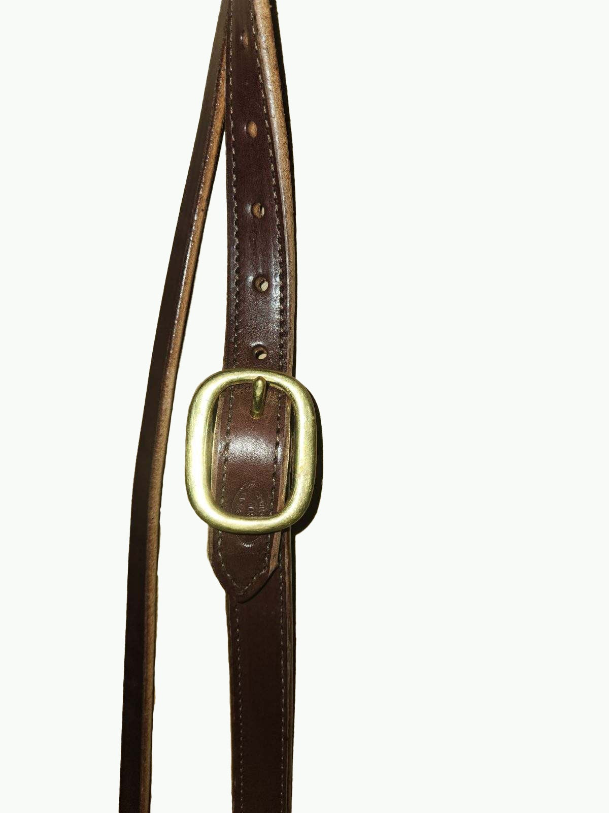 WH204-2_Draft Headstall Draft Size 1 Inch Wide Chocolate Leather With Brass Cart Buckle and Brass Quick Change Buckles