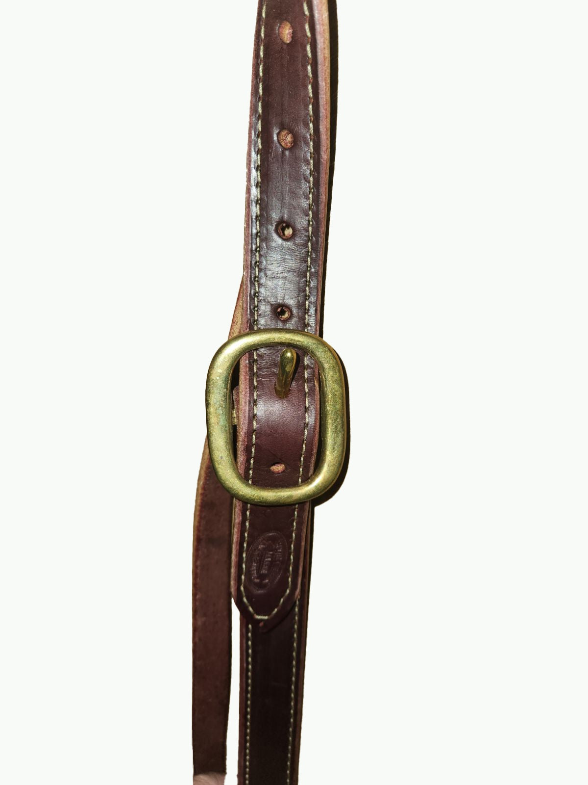 WH204-1_Draft Headstall Draft Size 1 Inch Wide Chestnut Leather With Brass Cart Buckle and Brass Quick Change Buckle