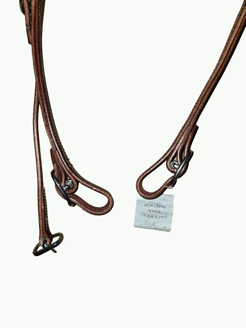 WH203-1_Draft Headstall Draft Size 1 Inch Wide Chestnut Leather With Stainless Steel Cart Buckle and Stainless Steel Quick Change Buckle